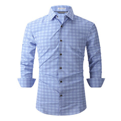 Men's Printed Long Sleeve Plaid Shirt