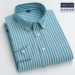 100% Cotton Plaid Striped Solid Color Long-sleeved Shirts