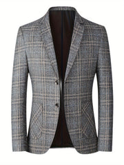 Men's Woolen Plaid Casual Blazer