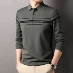 2024 Men's High-end Business Jacquard Striped Polo Shirt