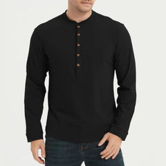 Men's Casual Cotton Long-sleeved Polo Shirt