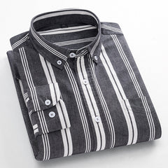 New Men's 100% Cotton Striped Loose Breathable Shirt