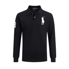 Men's lapel loose plus size cotton embroidered polos