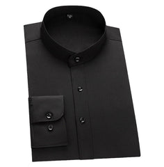 Men's Business Casual Stand Collar Anti-wrinkle No-iron Long-sleeved Shirt