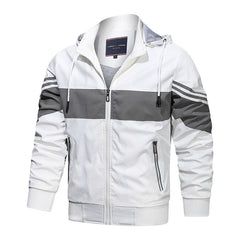 Casual Color Block Panel Hooded Track Jacket
