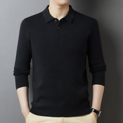 Men's Winter Pure Wool Lapel Thickened Casual Warm Sweater