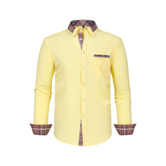 Men's Colorblock Plaid Collar Casual Super Stretch Shirt