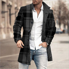 Men's Plaid Woolen Coat