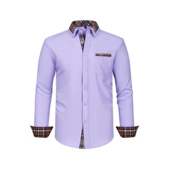 Men's Colorblock Plaid Collar Casual Super Stretch Shirt