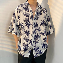 New Men's Casual Large Size Beach Vacation Hawaiian Print Shirt