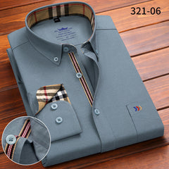 100% Cotton Men's Casual Plaid Long-sleeved Shirt