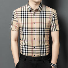 2025 Men's All-match Plaid Printed Non-iron Short-sleeved Shirt