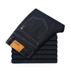 stretch straight-leg baggy jeans