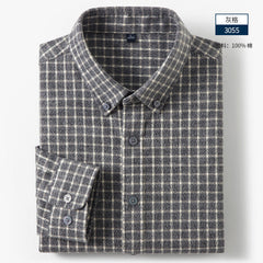 Men's Soft Winter Warm Cotton Brushed Long Sleeve Plaid Shirt