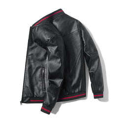 New Zip Stand Collar Casual Leather Jacket