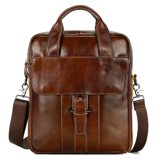 Top layer cowhide business vertical handbag