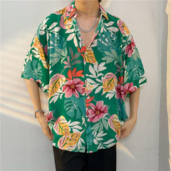 New Men's Casual Large Size Beach Vacation Hawaiian Print Shirt