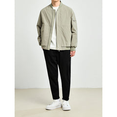 2023 Men's Simple Baseball Collar Casual Flight Suit Jacket