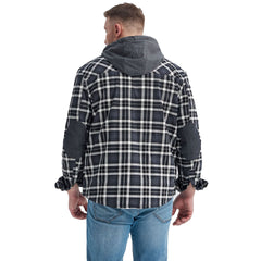 Men's Velvet Windproof Warm Hooded Cotton Plaid Shirt
