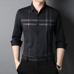 Men's Fashion Simple Long Sleeve Printed Shirt