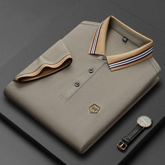 Men's Embroidered Lapel Cotton Polo Shirt