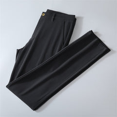 Men's Solid Color Business Casual High Elastic Straight Breathable Trousers
