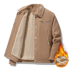 Corduroy cotton loose plus velvet thickened jacket