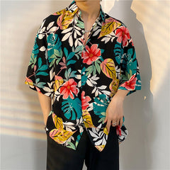 New Men's Casual Large Size Beach Vacation Hawaiian Print Shirt