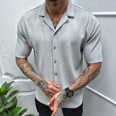 2023 Summer Solid Color Short-sleeved Casual Shirt