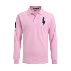 Men's lapel loose plus size cotton embroidered polos