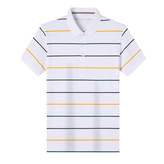 Top Grade New Summer Brand Mens Striped Turn Down Collar Polo Shirts
