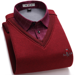 Sweater shirt fake two-piece suit