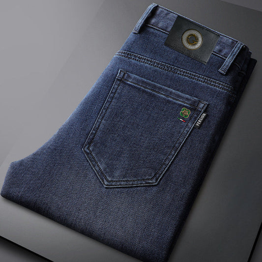 Men's High Waist Straight Stretch Casual Jeans