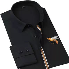 Solid Color Embroidered Business Casual Shirt