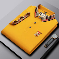 Men's Business Striped Lapel Polo Shirt