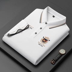 Men's Striped Casual Loose Short Sleeve Polo Shirt