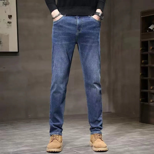 Straight-leg casual stretch-denim jeans