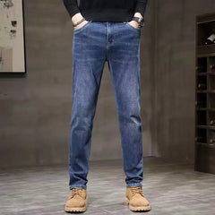 Straight-leg casual stretch-denim jeans
