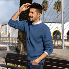 Men's winter warm casual crew neck sweater