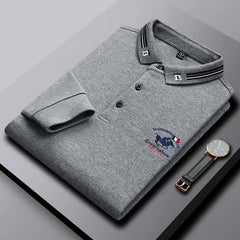 Embroidered long sleeve polo shirt