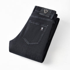 Men's Thickened Warm Business Casual Loose Straight High Waist Jeans