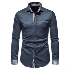 Fashion men's solid color lattice  shirt