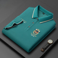 Men's Striped Casual Loose Short Sleeve Polo Shirt
