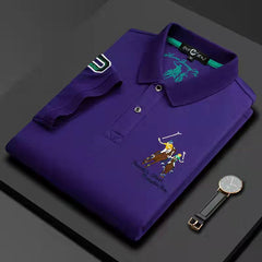 Solid color business embroidered polo shirt