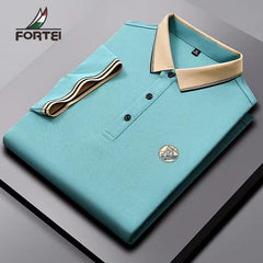 Solid color lapel polo shirt
