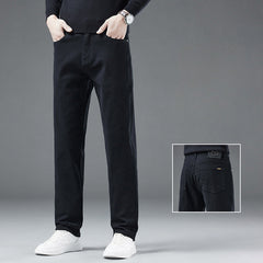 2024 Men's Winter New Pure Cotton High-end Straight Elastic Casual Jeans