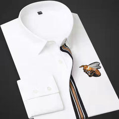 Solid Color Embroidered Business Casual Shirt