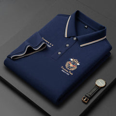 Men's Striped Casual Loose Short Sleeve Polo Shirt