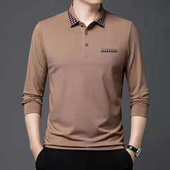Long Solid Color Casual Business POLO Shirt