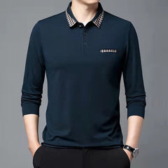 Long Solid Color Casual Business POLO Shirt